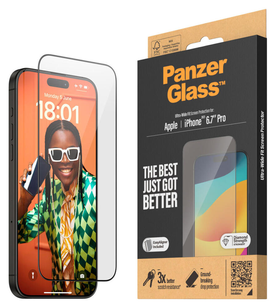 PanzerGlass Ultra-Wide iPhone 15 Pro Max Screen Protector EasyAligner afbeelding 1