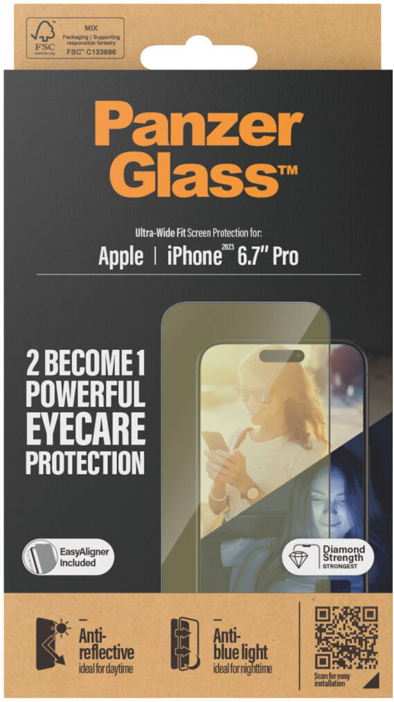 PanzerGlass EyeCare Ultra-Wide iPhone 15 Pro Max Screen Protector EasyAligner afbeelding 17