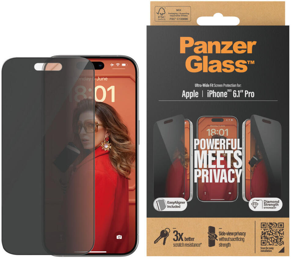 PanzerGlass Ultra-Wide Apple iPhone 15 Pro Privacy Glass EasyAligner afbeelding 2