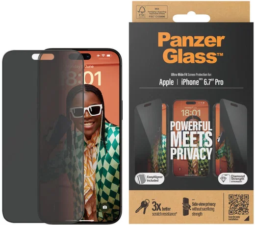 PanzerGlass Ultra-Wide iPhone 15 Pro Max Privacy Glass EasyAligner afbeelding 2