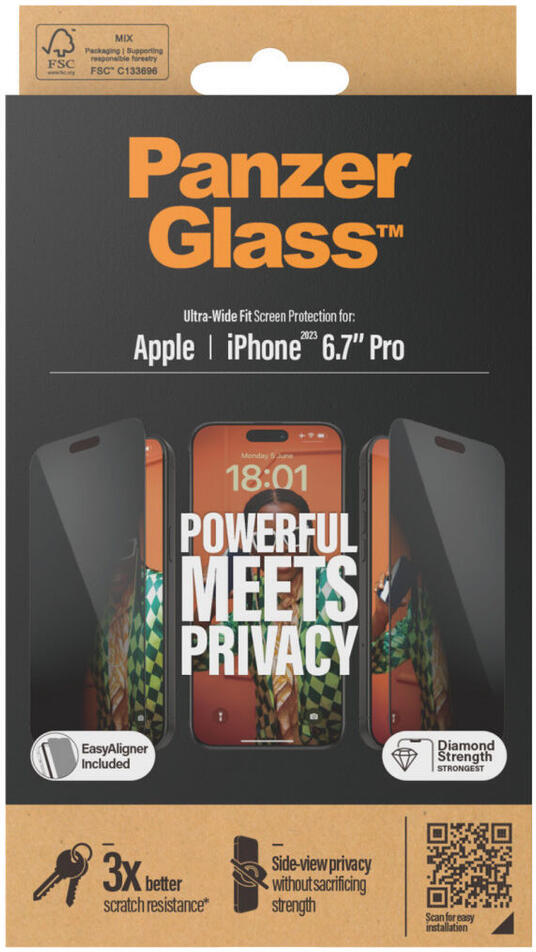 PanzerGlass Ultra-Wide iPhone 15 Pro Max Privacy Glass EasyAligner afbeelding 16