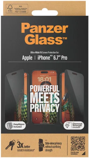 PanzerGlass Ultra-Wide iPhone 15 Pro Max Privacy Glass EasyAligner afbeelding 16