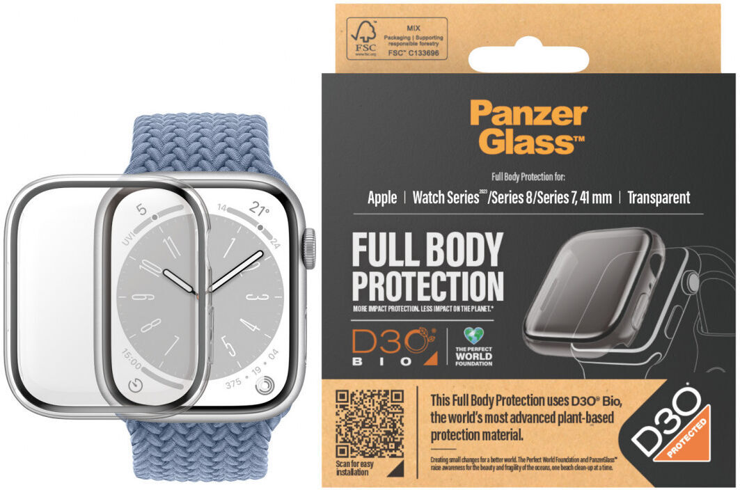 PanzerGlass Full Body D3O Apple Watch 7/8/9 41MM Hoesje Transparant afbeelding 1