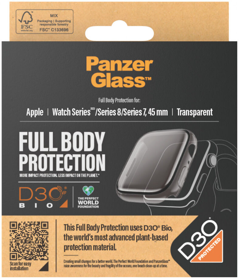 PanzerGlass Full Protect D3O Apple Watch 7/8/9 45MM Hoesje Transparant afbeelding 4