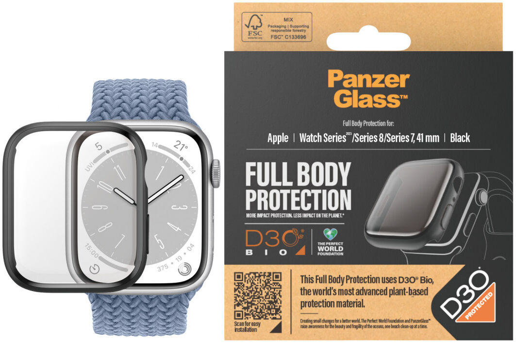 PanzerGlass Full Body D3O Apple Watch 7/8/9 41MM Hoesje Zwart afbeelding 1