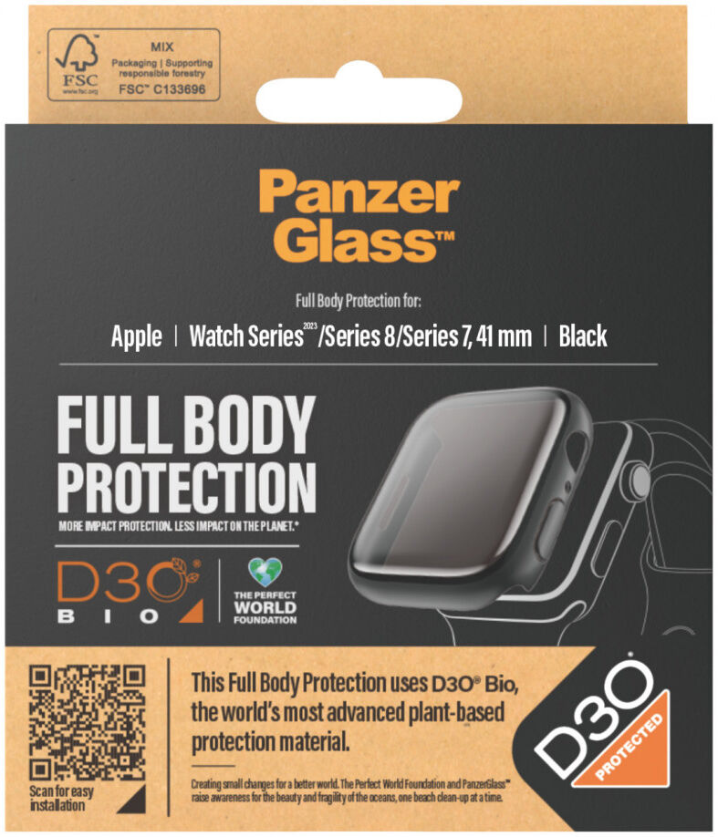 PanzerGlass Full Body D3O Apple Watch 7/8/9 41MM Hoesje Zwart afbeelding 4