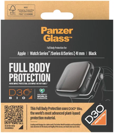 PanzerGlass Full Body D3O Apple Watch 7/8/9 41MM Hoesje Zwart afbeelding 4