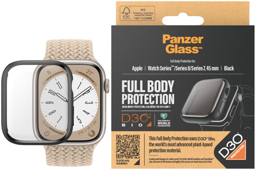 PanzerGlass Full Body D3O - Apple Watch 7/8/9 45MM Hoesje - Zwart afbeelding 1