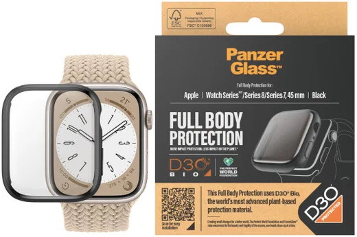 PanzerGlass Full Body D3O - Apple Watch 7/8/9 45MM Hoesje - Zwart afbeelding 1