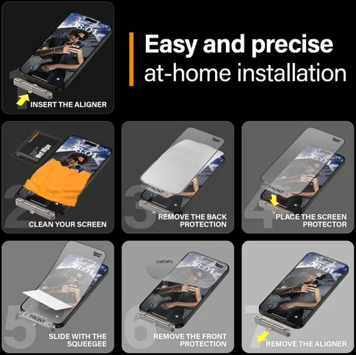 PanzerGlass Matrix D3O Ultra-Wide iPhone 15 Pro Max Protector Aligner afbeelding 5
