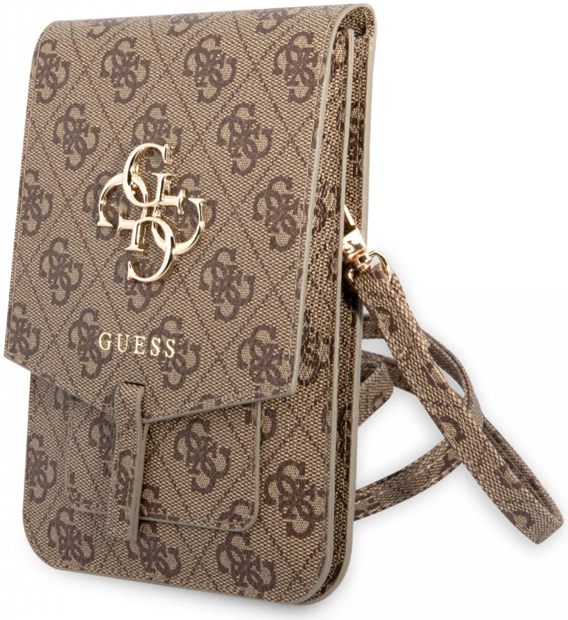 Guess Crossbody Telefoontasje - Schoudertasje Smartphone 4G Logo Bruin afbeelding 1