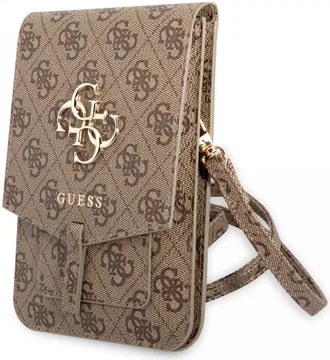 Guess Crossbody Telefoontasje - Schoudertasje Smartphone 4G Logo Bruin