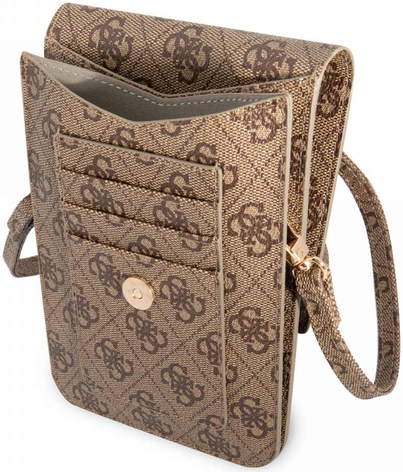 Guess Crossbody Telefoontasje - Schoudertasje Smartphone 4G Logo Bruin afbeelding 4