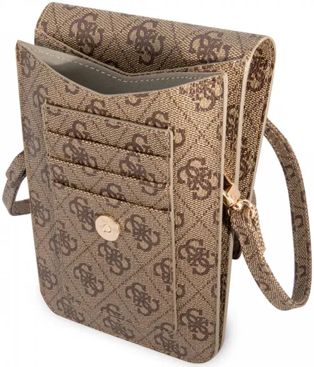 Guess Crossbody Telefoontasje - Schoudertasje Smartphone 4G Logo Bruin afbeelding 4