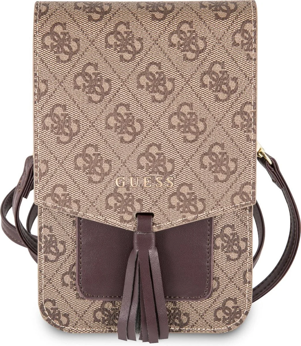 Guess Crossbody Telefoontasje Cube Logo Schoudertasje Brown afbeelding 2