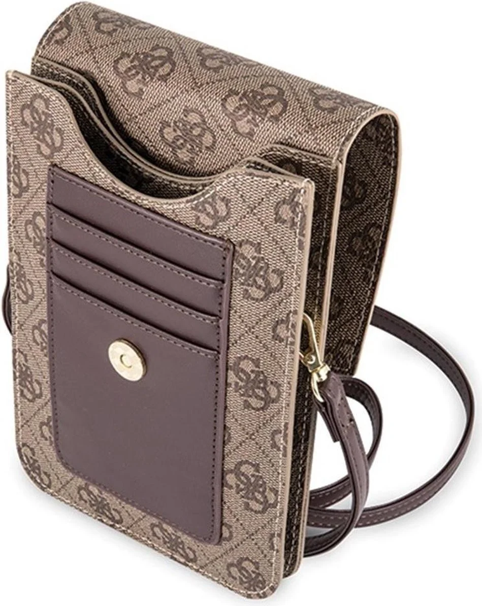 Guess Crossbody Telefoontasje Cube Logo Schoudertasje Brown afbeelding 3
