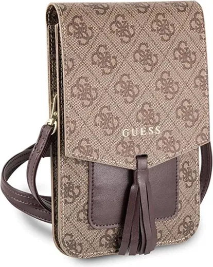 Guess Crossbody Telefoontasje Cube Logo Schoudertasje Brown afbeelding 5