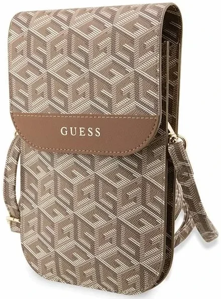 Guess Crossbody Telefoontasje Cube Logo Schoudertasje Bruin afbeelding 1