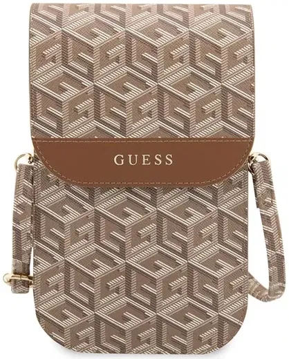 Guess Crossbody Telefoontasje Cube Logo Schoudertasje Bruin afbeelding 2