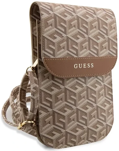 Guess Crossbody Telefoontasje Cube Logo Schoudertasje Bruin afbeelding 3