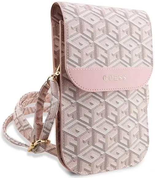 Guess Crossbody Telefoontasje Cube Logo Schoudertasje Roze afbeelding 3