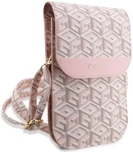 Guess Crossbody Telefoontasje Cube Logo Schoudertasje Roze afbeelding 3