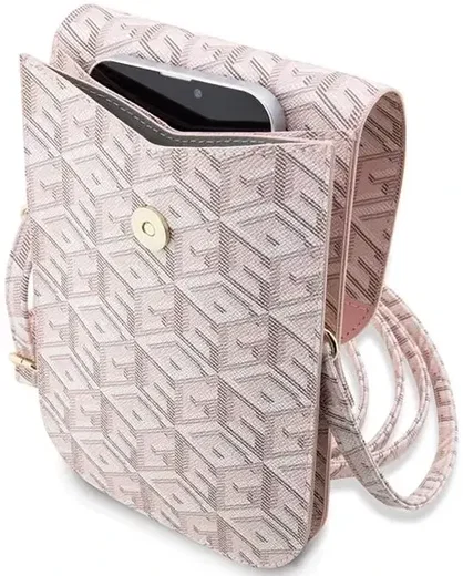 Guess Crossbody Telefoontasje Cube Logo Schoudertasje Roze afbeelding 4