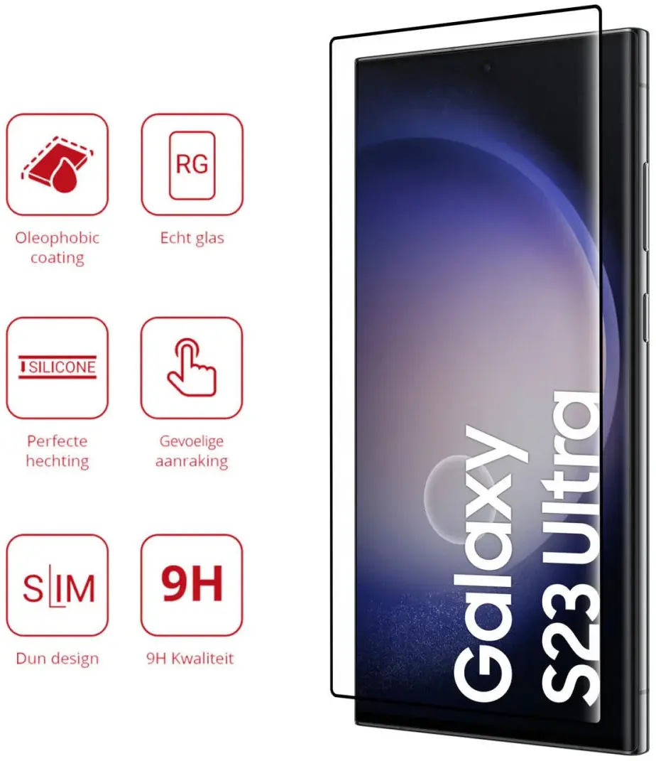 Rosso Samsung Galaxy S23 Ultra 9H Tempered Glass Fingerprint Friendly afbeelding 2