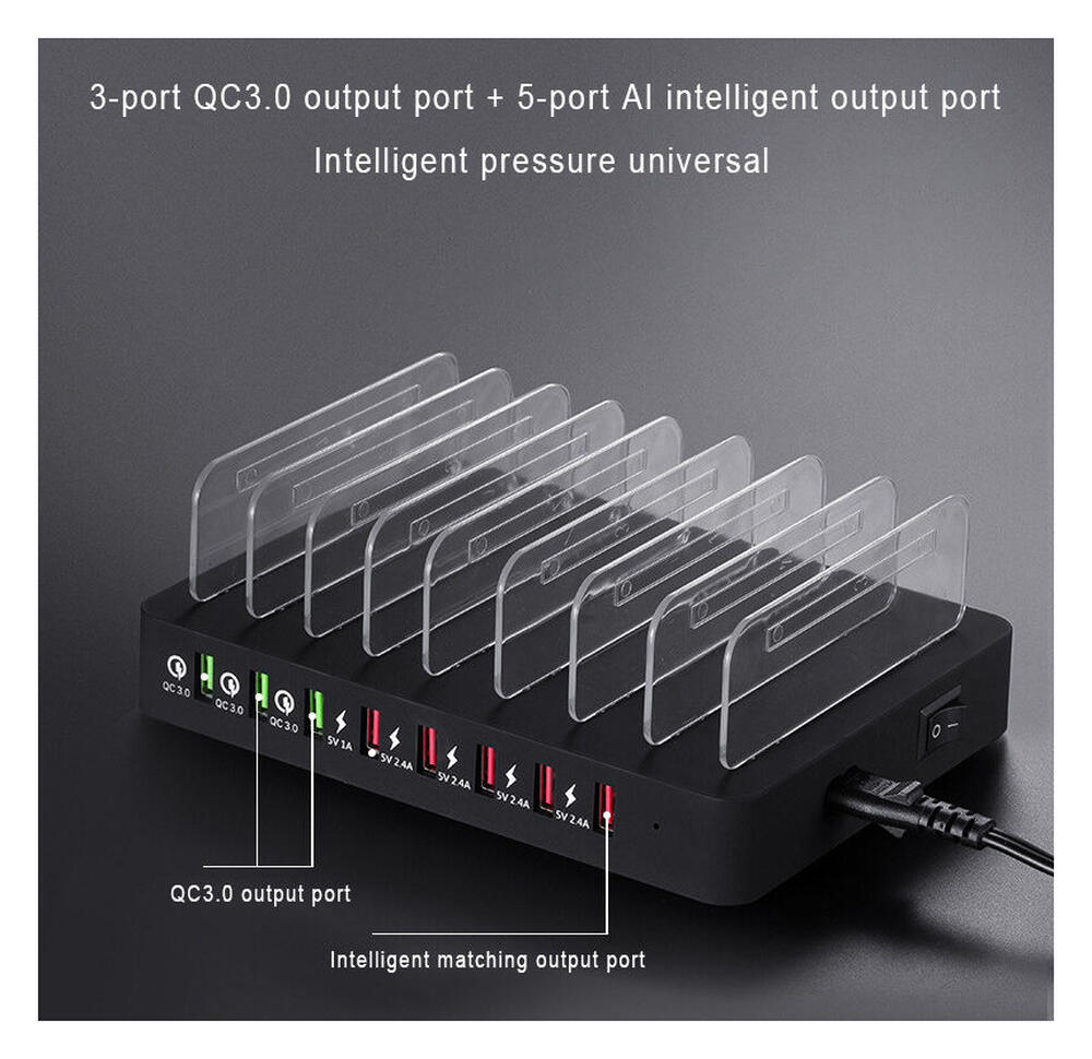 Universeel 110W Oplaad Station 8 Poort USB Oplader met Quick Charge afbeelding 3