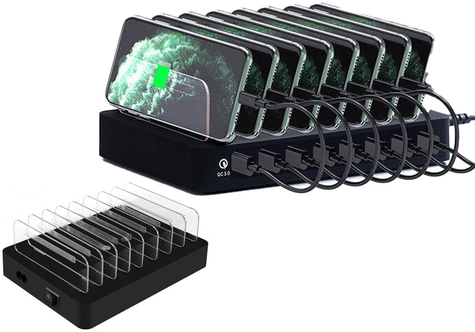 Universeel 110W Oplaad Station 8 Poort USB Oplader met Quick Charge afbeelding 1