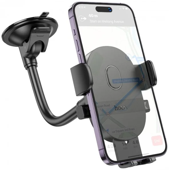 Hoco H20 360° Verstelbare Dashboard/Raam Telefoonhouder Auto Zwart afbeelding 2