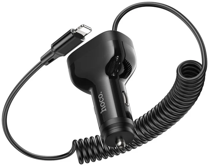 Hoco NZ11A 30W PD Autolader met Ingebouwde Lightning Kabel Zwart afbeelding 2