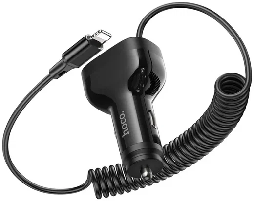 Hoco NZ11A 30W PD Autolader met Ingebouwde Lightning Kabel Zwart afbeelding 2