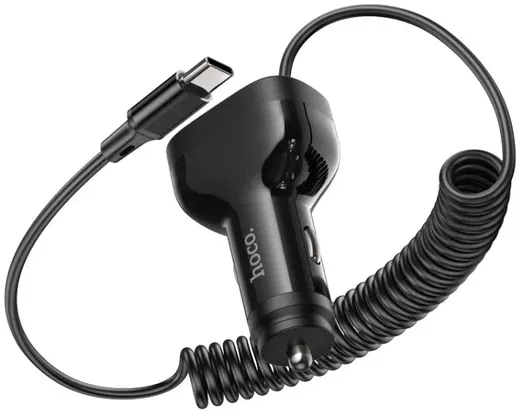 Hoco NZ11A 30W PD Autolader met Ingebouwde USB-C Kabel Zwart afbeelding 2