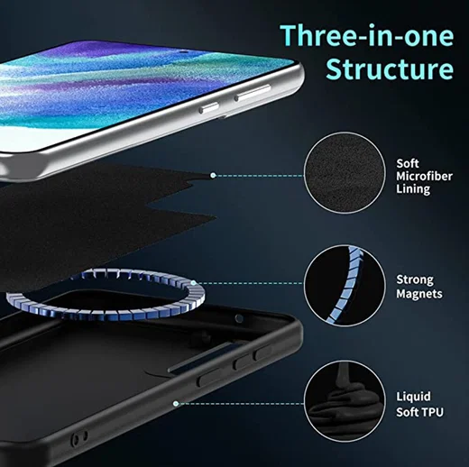 Samsung Galaxy S22 Liquid Series MagSafe TPU Hoesje Zwart afbeelding 5