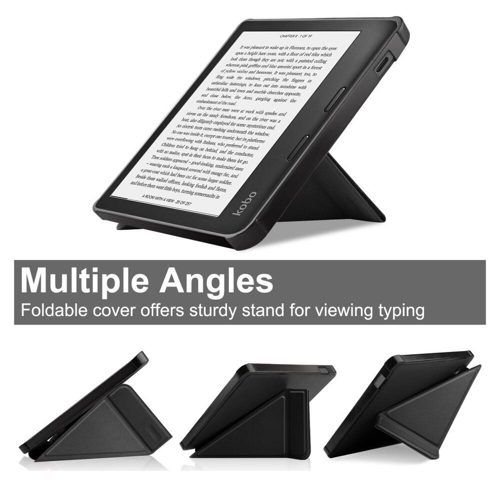 Kobo Libra Colour / Libra 2 Hoes Origami Book Case met Standaard Zwart afbeelding 3