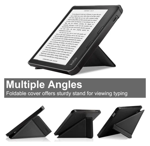 Kobo Libra Colour / Libra 2 Hoes Origami Book Case met Standaard Zwart afbeelding 3