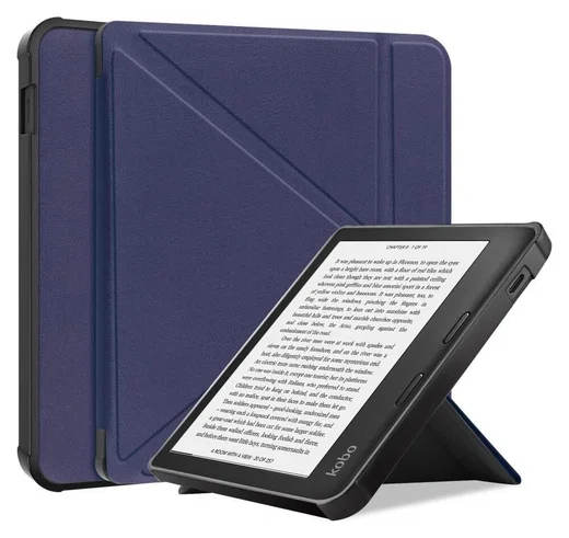 Kobo Libra Colour / Libra 2 Hoes Origami Book Case met Standaard Blauw afbeelding 1