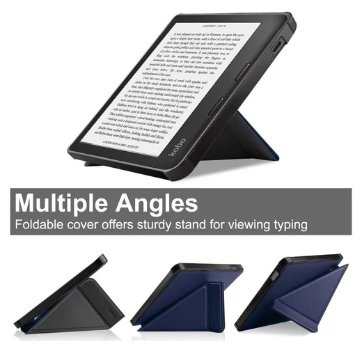 Kobo Libra Colour / Libra 2 Hoes Origami Book Case met Standaard Blauw afbeelding 2