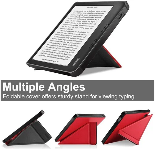 Kobo Libra Colour / Libra 2 Hoes Origami Book Case met Standaard Rood afbeelding 3