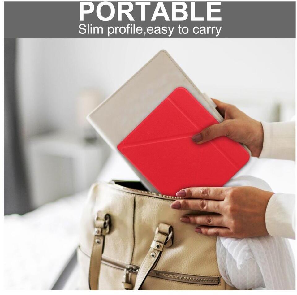 Kobo Libra Colour / Libra 2 Hoes Origami Book Case met Standaard Rood afbeelding 7