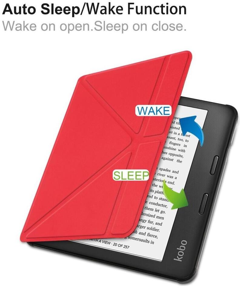 Kobo Libra Colour / Libra 2 Hoes Origami Book Case met Standaard Rood afbeelding 8