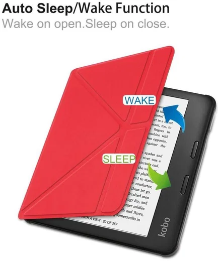 Kobo Libra Colour / Libra 2 Hoes Origami Book Case met Standaard Rood afbeelding 8