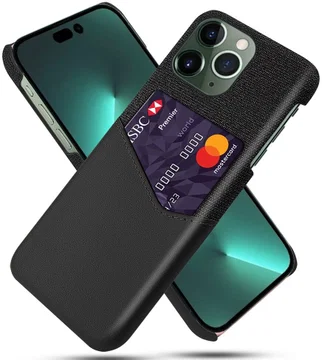 Apple iPhone 15 Pro Hoesje met Kaarthouder Back Cover Zwart