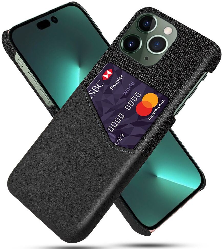 Apple iPhone 15 Pro Max Hoesje met Kaarthouder Back Cover Zwart afbeelding 1