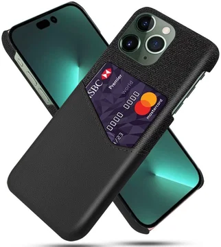 Apple iPhone 15 Pro Max Hoesje met Kaarthouder Back Cover Zwart