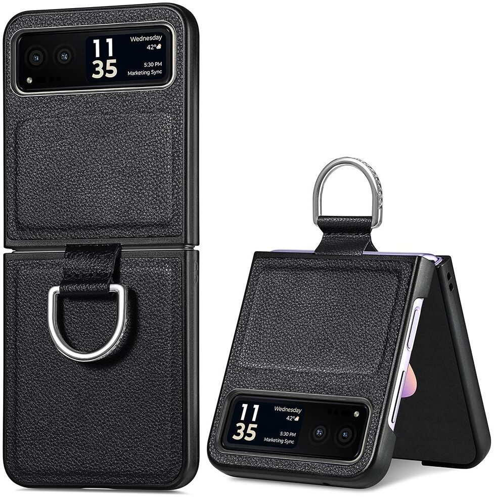 Motorola Razr 40 Hoesje met Kunstleer Coating Back Cover Zwart afbeelding 1