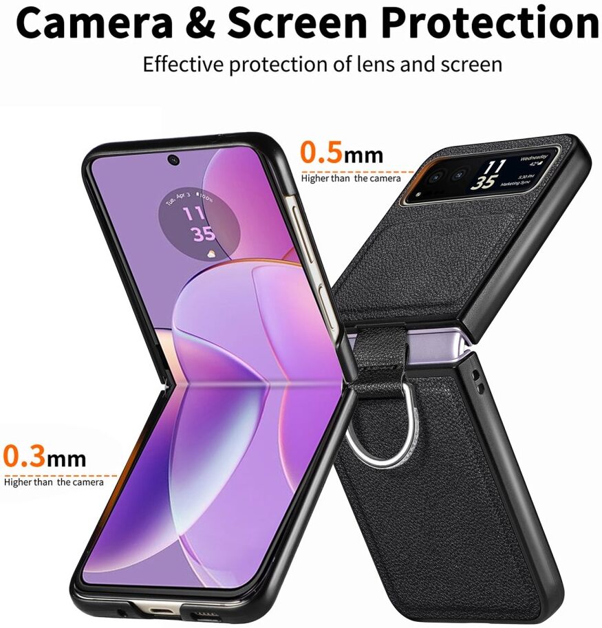 Motorola Razr 40 Hoesje met Kunstleer Coating Back Cover Zwart afbeelding 13
