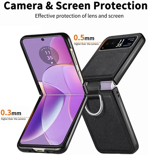 Motorola Razr 40 Hoesje met Kunstleer Coating Back Cover Zwart afbeelding 13