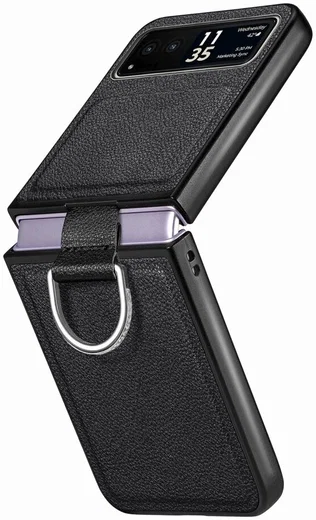 Motorola Razr 40 Hoesje met Kunstleer Coating Back Cover Zwart afbeelding 3